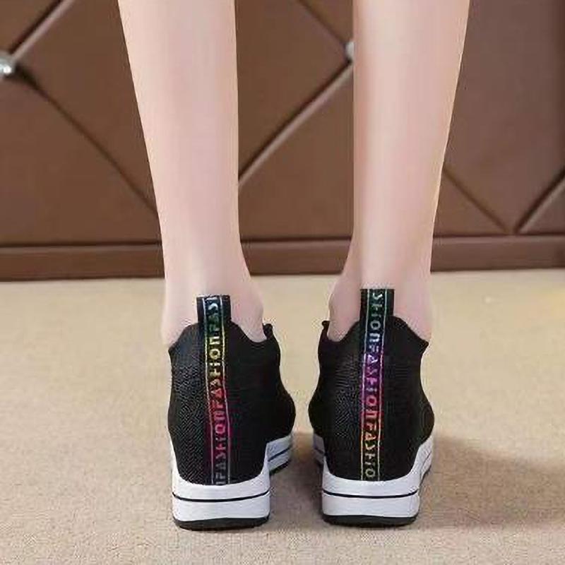 Damen Keilschuhe Plateauschuhe Frühling Atmungsaktive Freizeitschuhe Damenmode Höhenschuhe