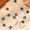Titanium Steel Colorfast Double-sided Four-leaf Clover Necklace Set for Women Fashionable Elegant Luxurious Trendy Clavicle Chain Bracelet