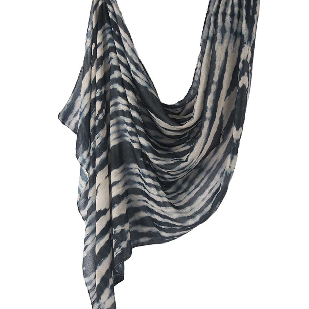 "Hot Sale Watercolor Tie-Dye Cotton Arabic Satin and Polyester Long Turkish Headscarf"