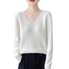 Women's V-Neck Thickened Wool Knit Sweater – 100% Pure Loose Fit