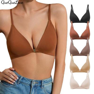 Lingerie Sexy Sans Couture Grande Taille pour Femmes Soutien-gorge Mince Petite Poitrine Push-up Ajustable à Boucle Avant Beauté Dos pour Femmes