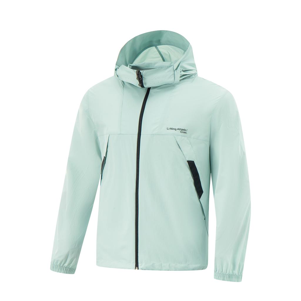 Li Ning Urban Outdoor Series Solid Color Zip-Up Hooded Loose Breathable UV Protection Sun Protection Jacket Unisex Jacket Gray-Green AFDV461-8