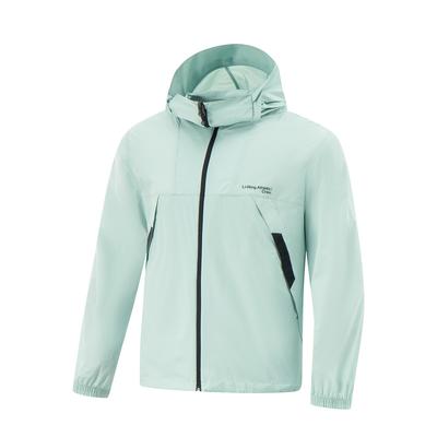 Li Ning Urban Outdoor Series Solid Color Zip-Up Hooded Loose Breathable UV Protection Sun Protection Jacket Unisex Jacket Gray-Green AFDV461-8
