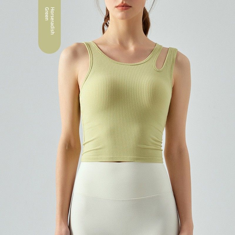 With Chest Pad New Arrival Rib Slim-Fit Yoga Wear Beauty Back Vest Running Sports Quick-Drying Workout Clothes Tops Women's Spring and Summer