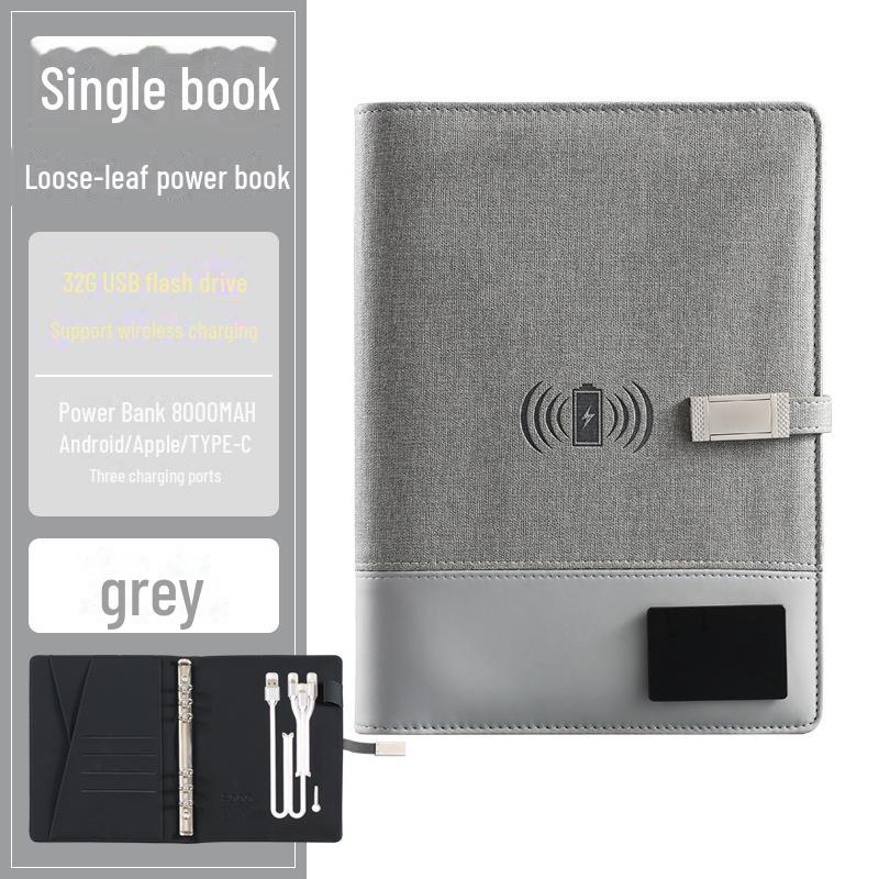 A5 Multi-Function Business Notebook with USB Charging & Luminous Logo USB Drive