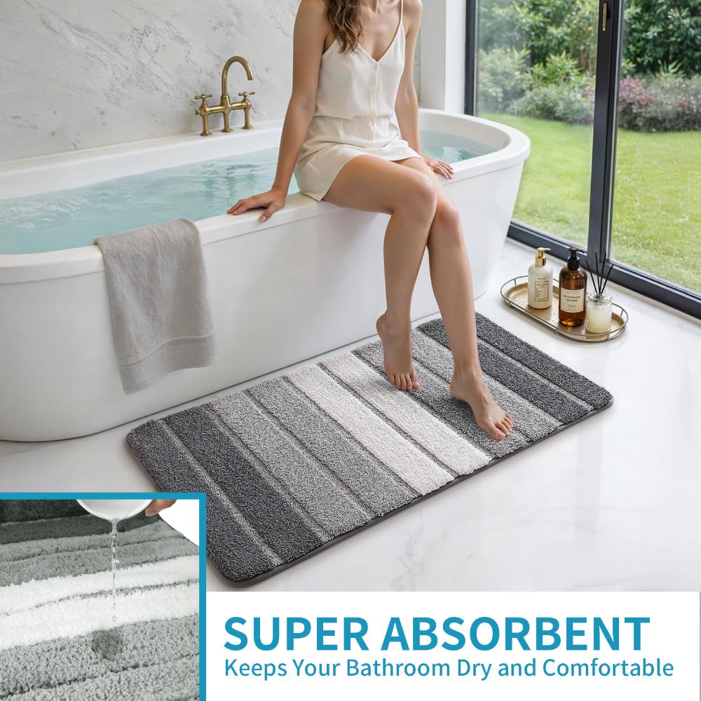 Bath Mat Set 40x60cm and 50x80cm Extra Soft Absorbent Microfiber Non-Slip Washable Rugs for Shower Floor Bathmat Bathroom Decor