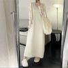 Autumn and Winter New Gentle Wind Solid Color Medium and Long Vest Sweater Skirt Women's Loose Lazy Wind Knitted Dress