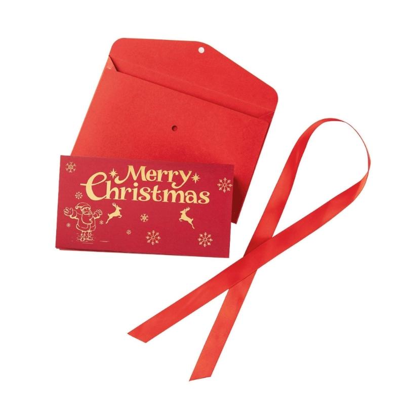 

Elegant Santa Themed Themed Gifts Card Holder 6 Pocket Gold Stampes Red Envelope Paper Stocking Stuffer