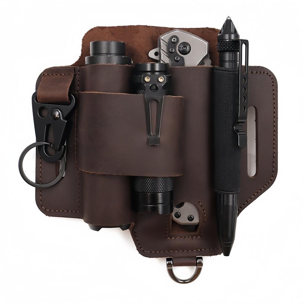 EDC Taktisches Werkzeug Hüfttasche Leder Multifunktional Outdoor Camping Survival Aufbewahrung Gürteltasche Wandern Notfallwerkzeugtasche