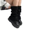 Womens Girls Lolitas Holes Leg Warmers Winter Knitted Leg Sleeves Goth Crochet Ankle Heap Socks JK Uniform Foot Cover