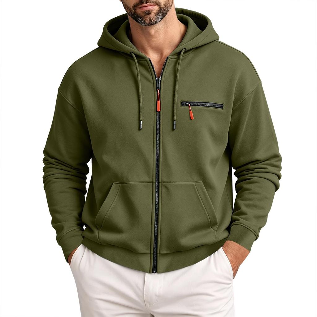 Men's Casual Zip-Up Hoodie Sweatshirt with Pockets for Everyday Wear