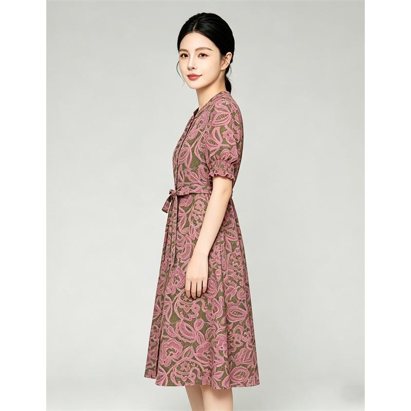Casual Waist Cinched Long Dress