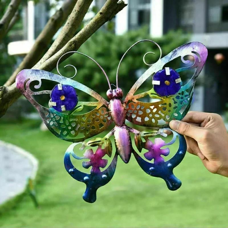 Metal 3D Butterfly Home Decor Outdoor Statue Garden Large Wall Art Fence Creative Sculpture Ornament Gift Garden Accessories
