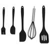5Pcs Set Silicone Spatula DIY Kitchen Utensil Baking Tool Cake Decoration for Home BakeryBlack