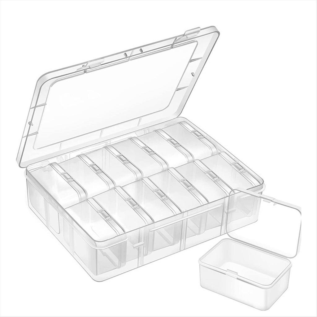2025+ Small Bead Organizers Box, 13Pieces Plastic Storage Cases Mini Clear Bead Storage Containers Boxes with Hinged Lid