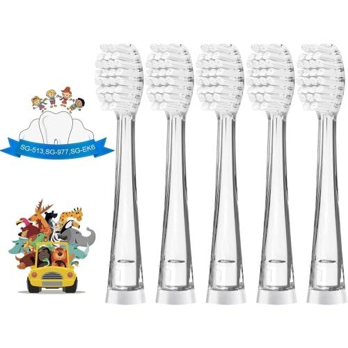 

5-Pack Replacement Toothbrush Heads for Children, Compatible with SEAGO SG-513/977/EK6, Brush-Baby WildOnes/KIDZSONIC, and Dada-Tech DT-BB1/DT-977/DT-