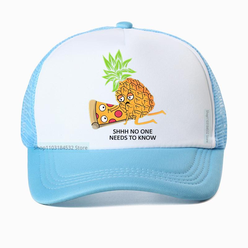 Pineapple Belongs On Pizza Funny Food Pun Baseball Cap Birthday Gift For Men Adult Summer Mesh Breathable Hat