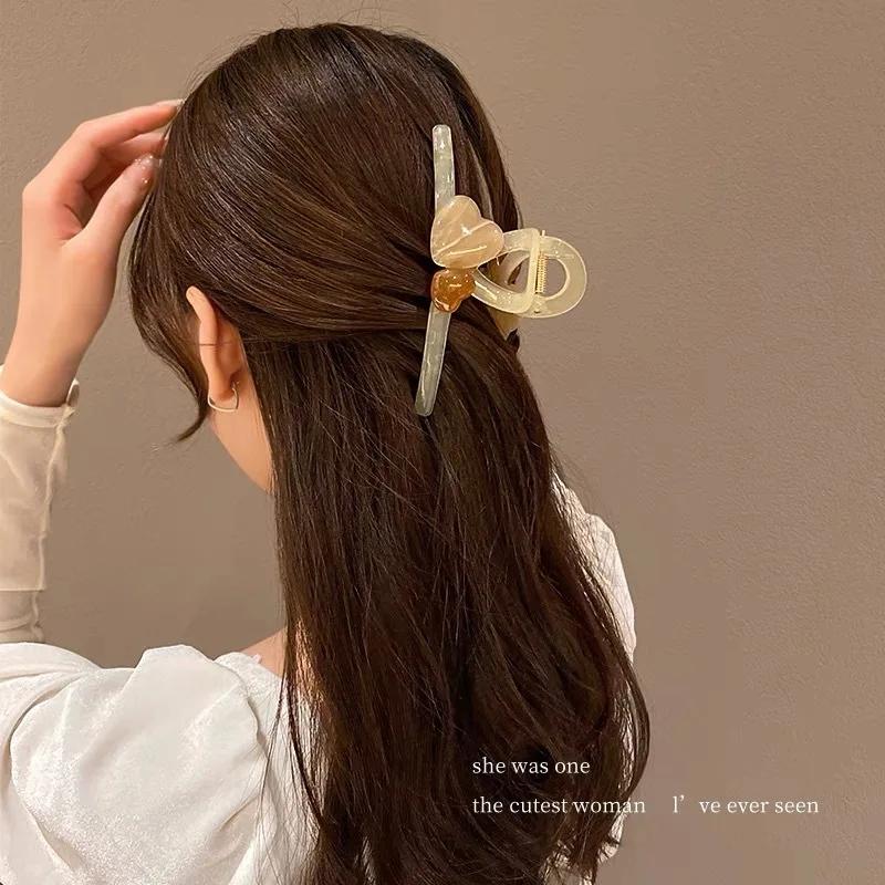 New Korean Hair Claw Clip Girls Sweet Heart Shape Hair Clips Large Size Clamps Claw Clip Crab Chic Hair Accessories Gift