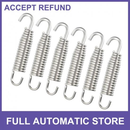 SIX 58mm Muffler Exhaust Pipe Springs for Motorcycle Universal Silver Tone