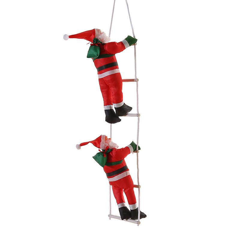 Santa Claus Climbing Ladder Ornament - Christmas Window Hanging Decoration