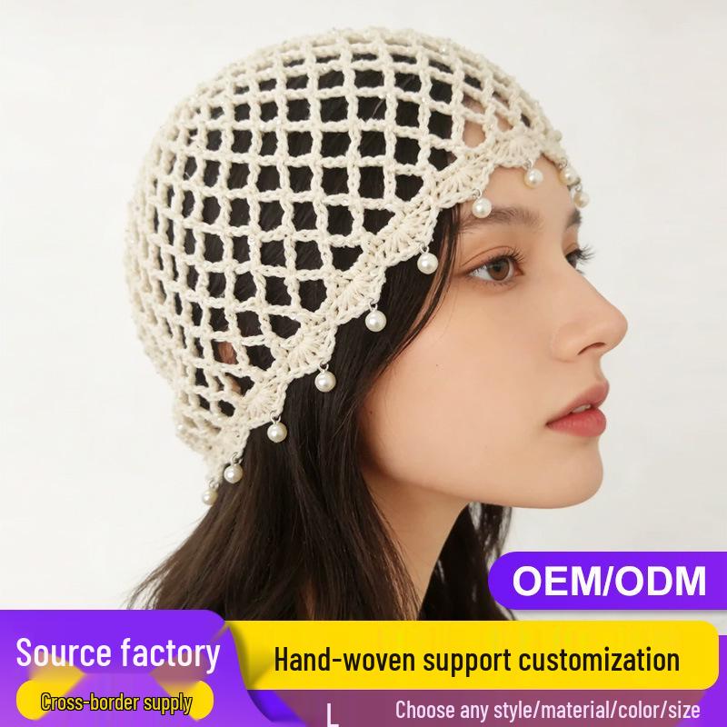 Bohemian Style Handwoven Hollow Bead Women's Knit Pullover Hat