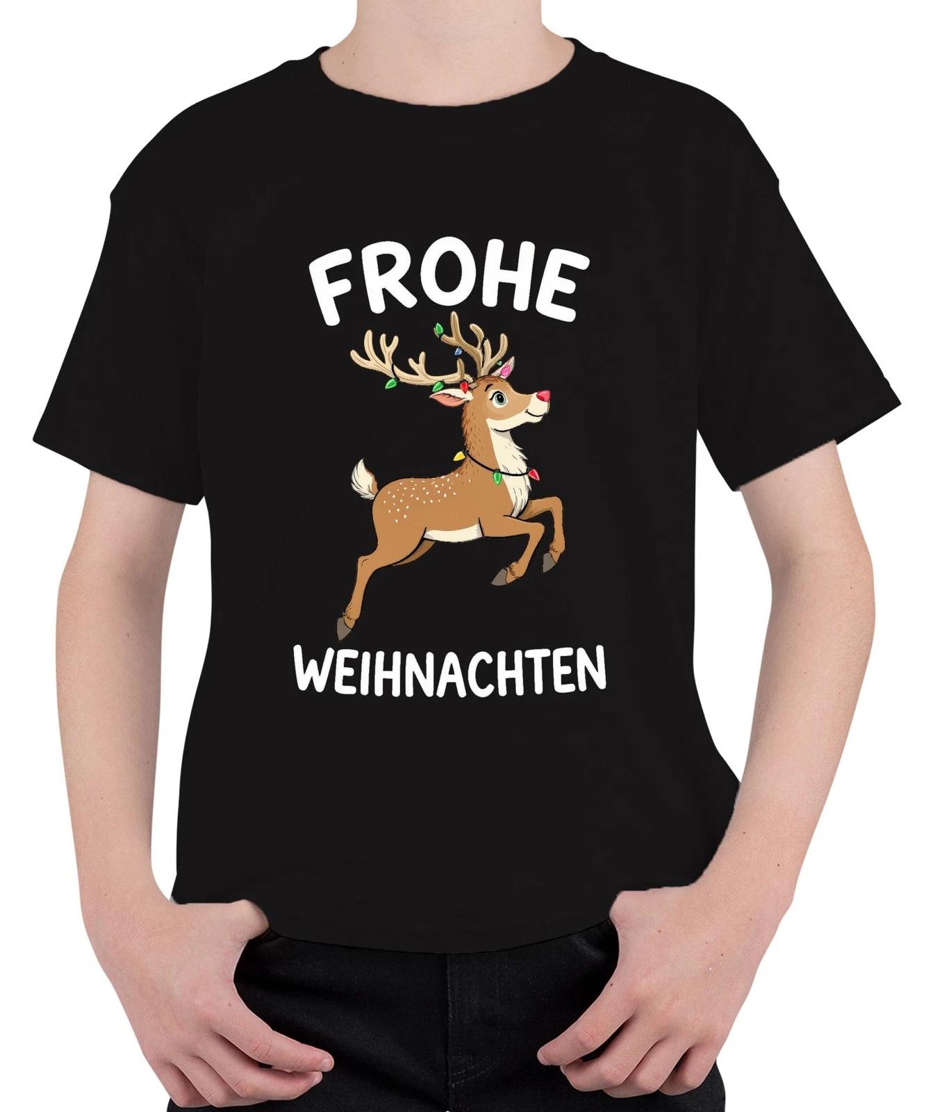 FROHE WEIHNACHTEN Rentier Lichterkette Niedlich Kinder Geschenk Unisex Kinder T- M