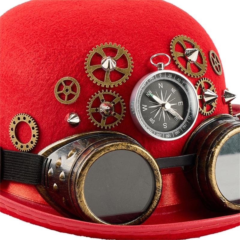 Steampunk Styles Oval Top Hat With Removable Goggles And Compasses Halloween Costume Accessory for Women and Men