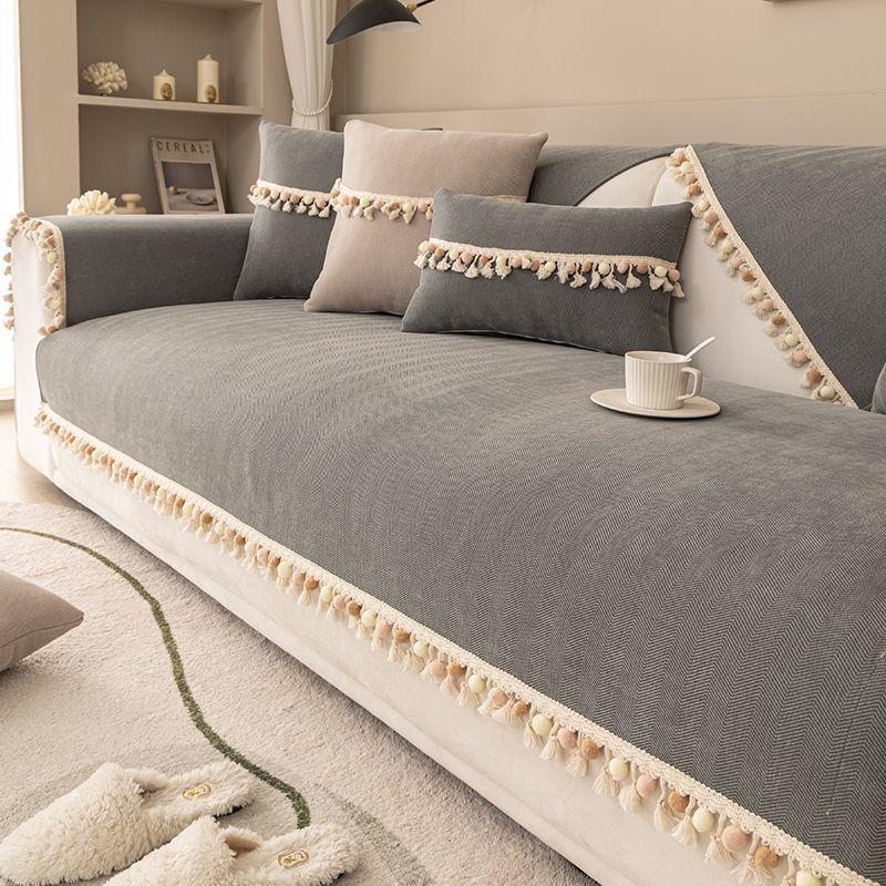 Sofa Cover Thicken Plush Non-Slip Couch Cushion for Living Room Soft Universal Sofa Cover Back Towel Sectional Sofa Mat