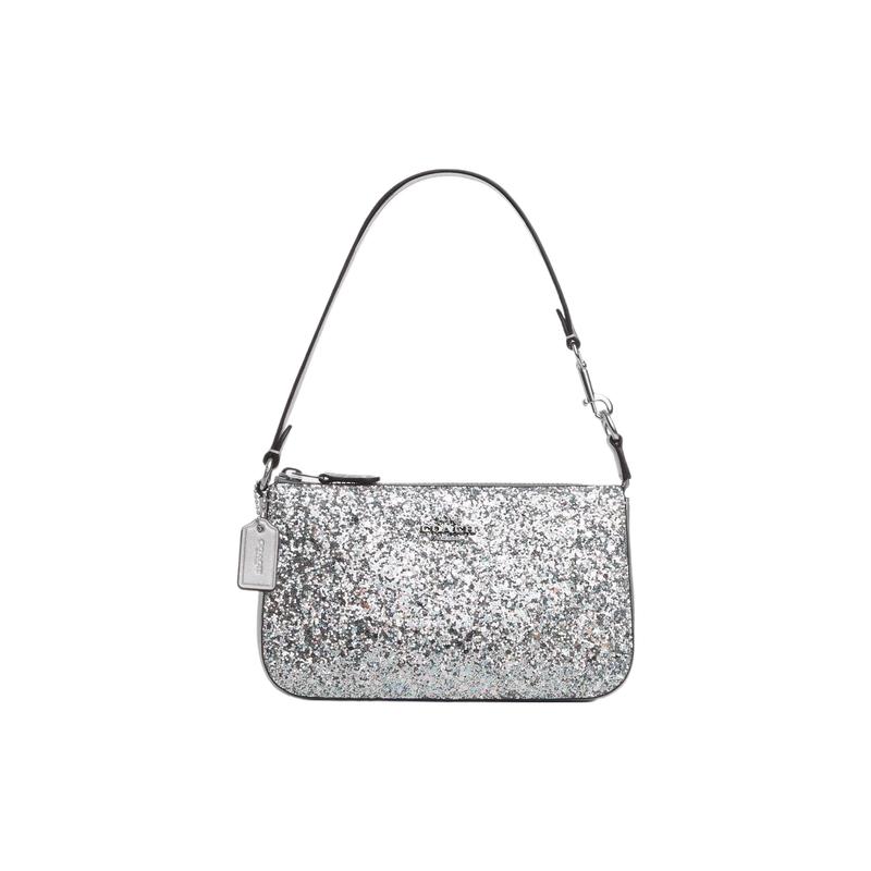 

COACH Nolita 19 Logo logo plate zipper hardware buckle flash card slot calfskin armpit bag hand shoulder bag small size women s silver срібний