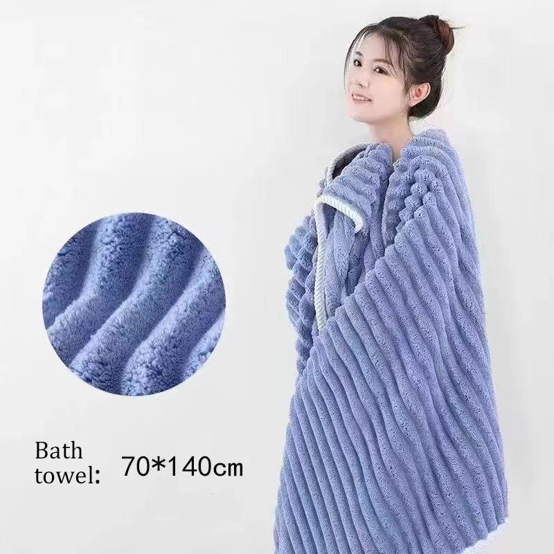 High Quality Jelly Velvet Absorbent Coral Velvet Bath Towel, Household Thickened Non Shedding Plush Set Bathrobe