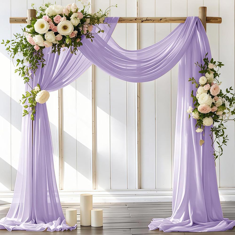 

1 Piece Wedding Arch Draping Fabric Sheer Chiffon Arch Drapery for Bridal Shower Backdrop Outdoor Party Church Ceremony 70x400 лиловый