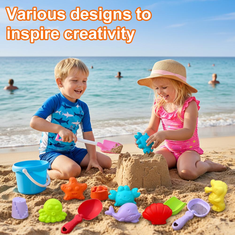 1 Set Draagbaar Strand Zandspeelgoed Cartoon Lichtgewicht Strand Speelgoed Grappige Morandi Kleur Strand Emmer Speelgoed Kinderen