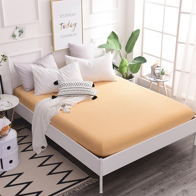 Fitted Sheets, Cotton Fitted Sheets, Bedspreads, Solid Color 13372 Pure Cotton Single Fitted Sheets, 120*200+25, Fitted Sheet Height