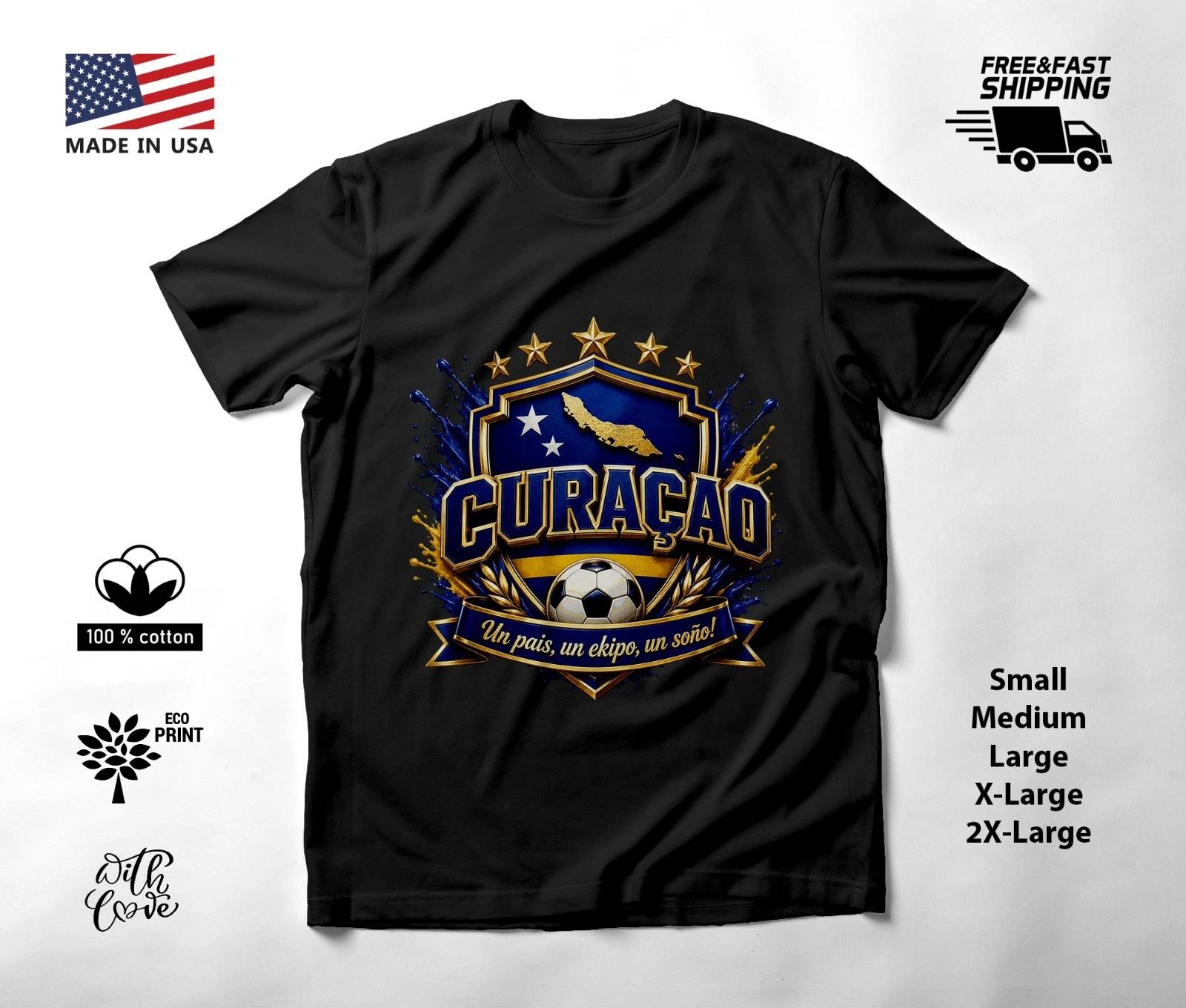 CURACAO - NEW World Cup 2026 Football Soccer Fans Black T-Shirt Tee Shirt XXXL
