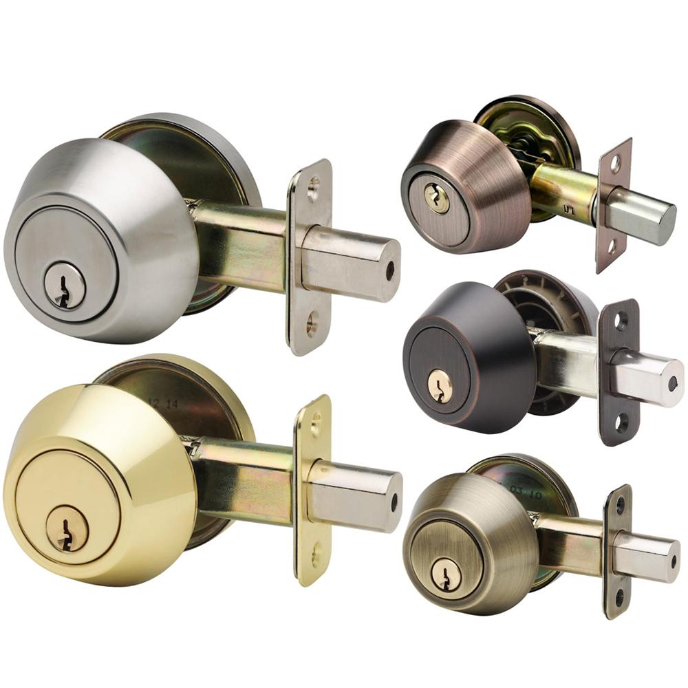 Single Cylinder Deadbolt, Round Deadbolt Lock with Keys, Modern Door Locks with Deadbolt, Deadbolt for Front Door Entrance