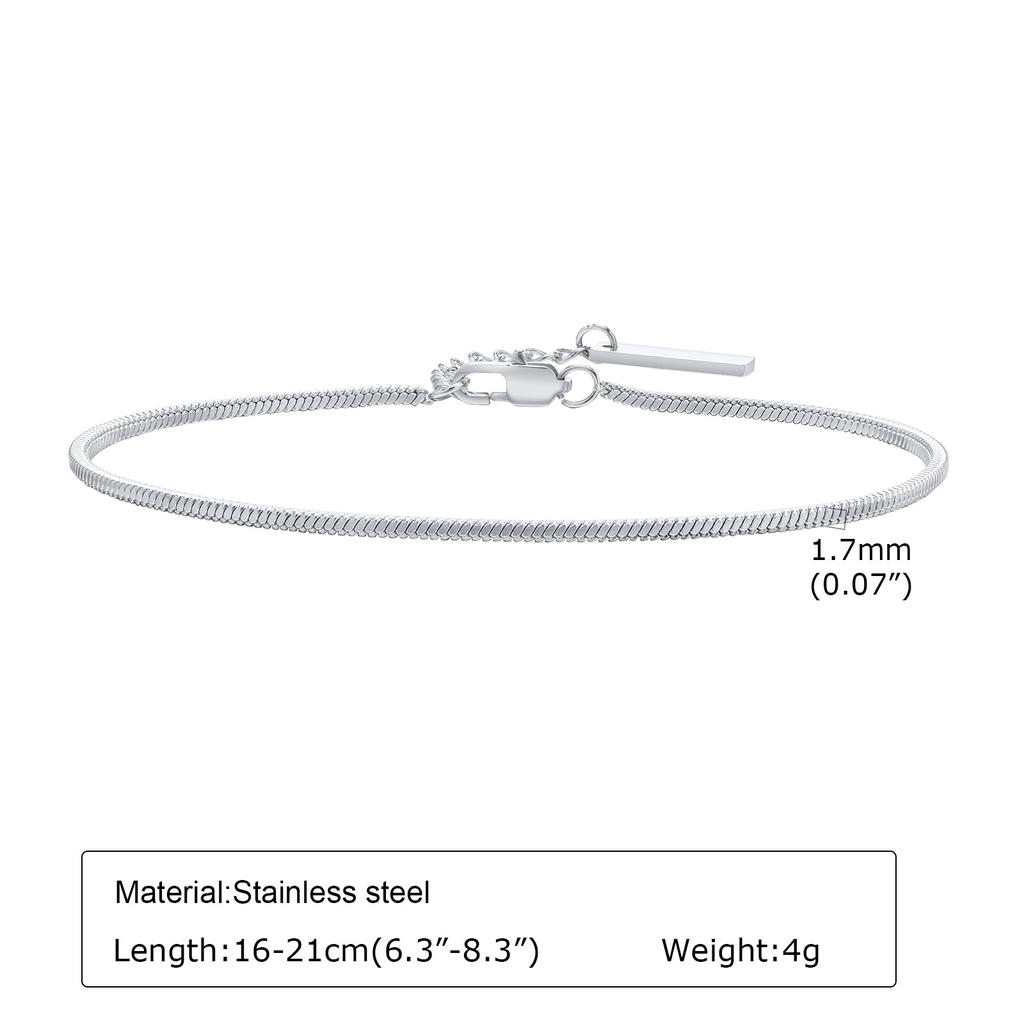 Rundes Schlangenglied-Armband für Damen, Fischgrät-Gliederarmband, Stapelbares Edelstahl 18 Karat Vergoldeter Schmuck 1mm-3mm