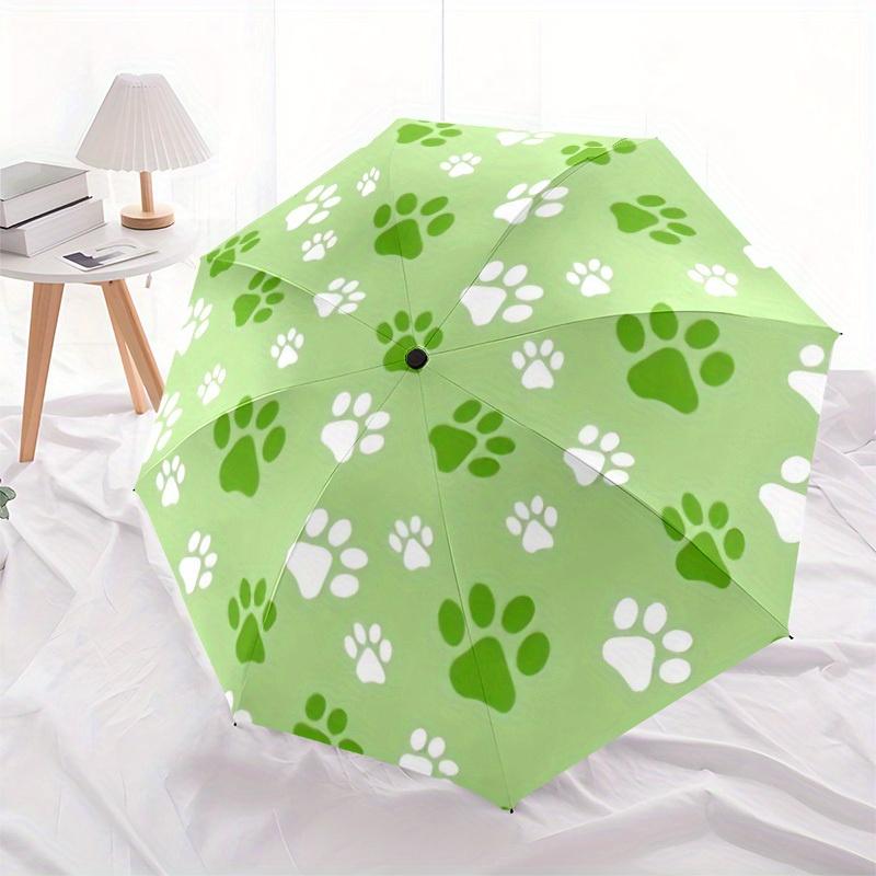 1pc Paw Prints Automatic Open 8-Rib Windproof Umbrella, Travel & Commuting, Suitable for All Seasons