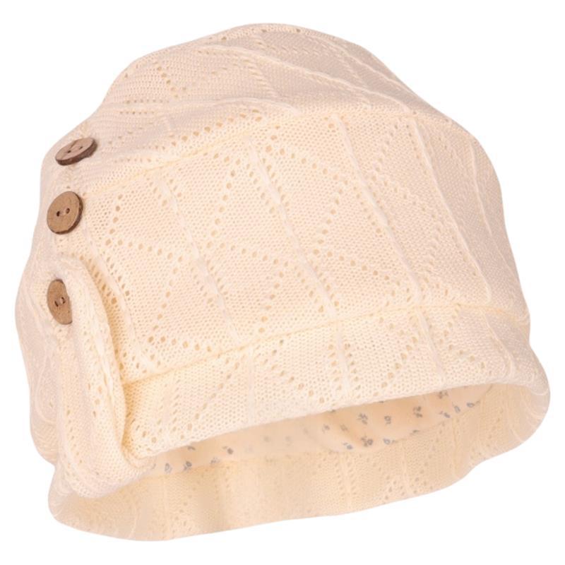 Vintage button summer stripe cold hat thin sweet cool style fashion niche design sense knitted hat women
