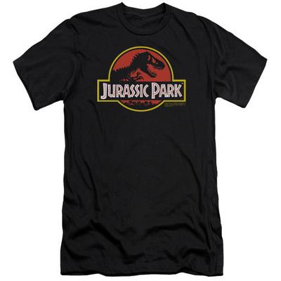 Jurassic Park Classic Logo Premuim Canvas Adult Slim Fit T-Shirt Black Unisex T-Shirt
