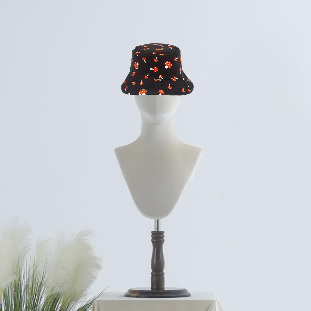 Unisex Reversible Bucket Hat Fisherman Hat for Casual Wear Breathable Sunshade for Teenagers Mushroom Print