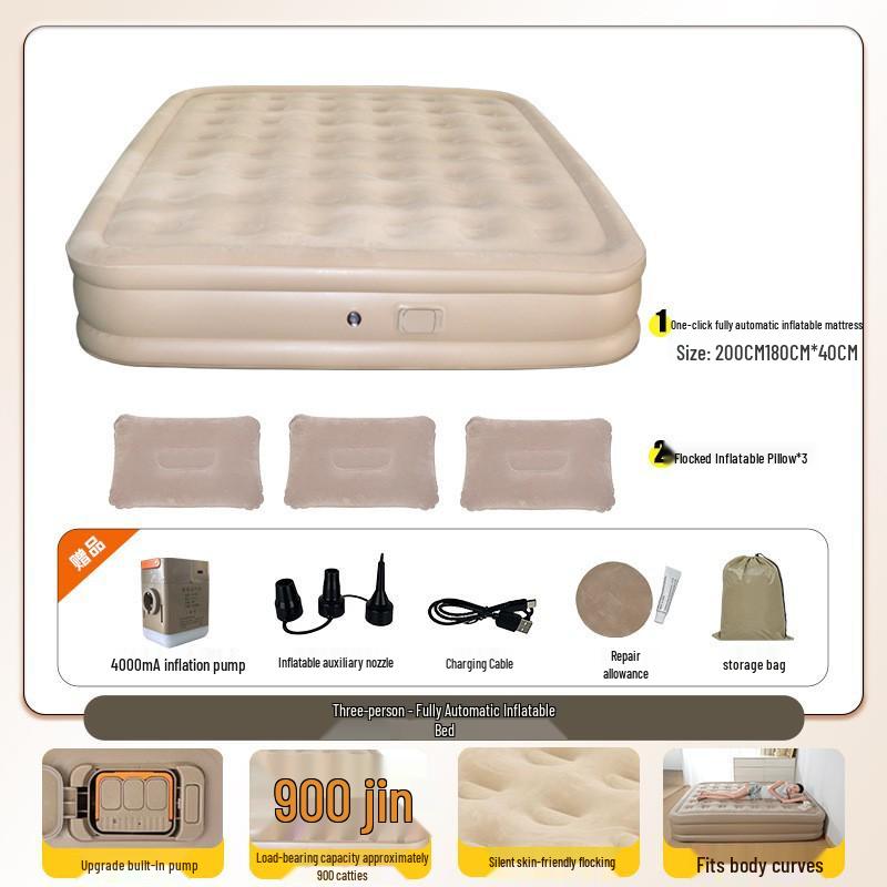 New Home & Outdoor Double Air Mattress - Thickened PVC Foldable Bed for Lunch Break