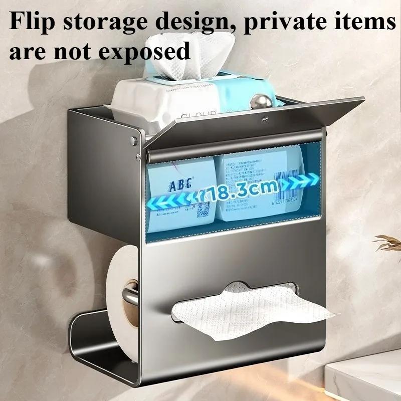 Morden Tissue Boxes Luxury Stainless Steel Tissue Box Simple Multifunctional Toilet Storage Rack with Storage Household Supplies