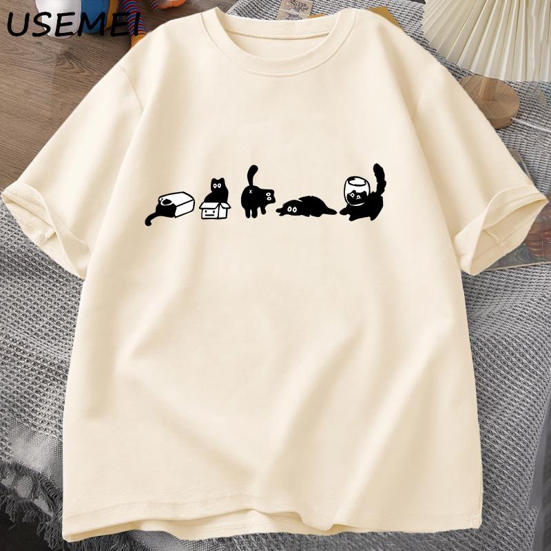 Tier Niedlich Bedrucktes Oberteil Kurzarm Damen Freizeit T-Shirts Damen