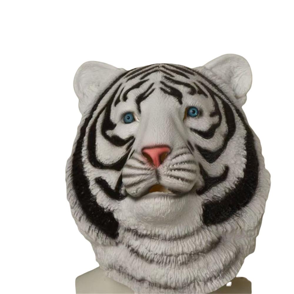 Animal Mask Halloween Tiger Headgear Latex Funny Holiday Party Cos Full-face Mask