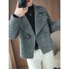 Women's Wool Coat Short Style with Lapel Collar Double Breasted Design