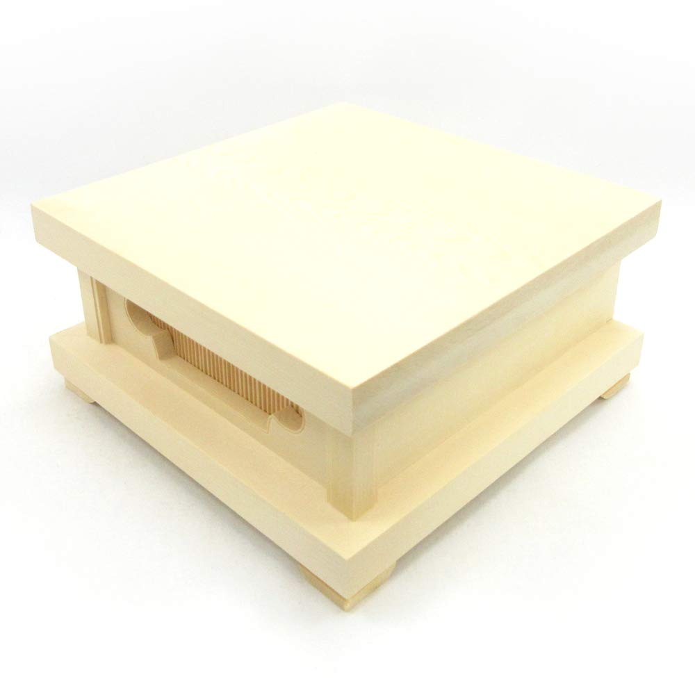 Kurita's Special Buddhist Statue [Wood Carving Buddhist Altar] Large Square Base (W20cm, D20cm, H10cm) Made of Cypress Wood, 1940