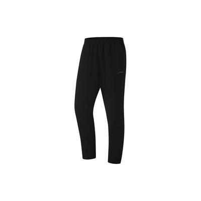 Li Ning Fitness Series Solid Color Fleece Lined Warm Knit Sports Pants Men Bottoms Black AYKU087-3