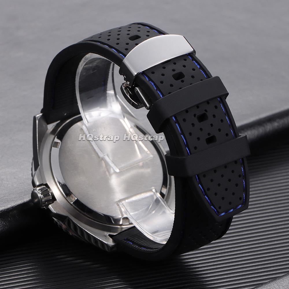 20mm 22mm Silicone Strap Waterproof Soft Rubber Watch Band Breathable Bracelet Universal Replacement Wristband Butterfly Buckle