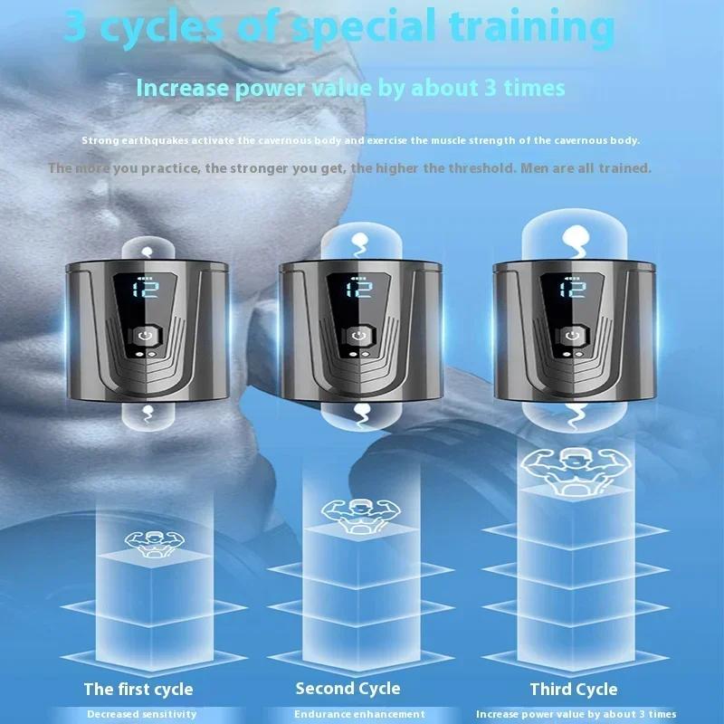 Lock Groove Double Vibration Male Masturbation Cup Waterproof Massager Penis Penetration Thrust Broken Membrane Experien Sex Toy