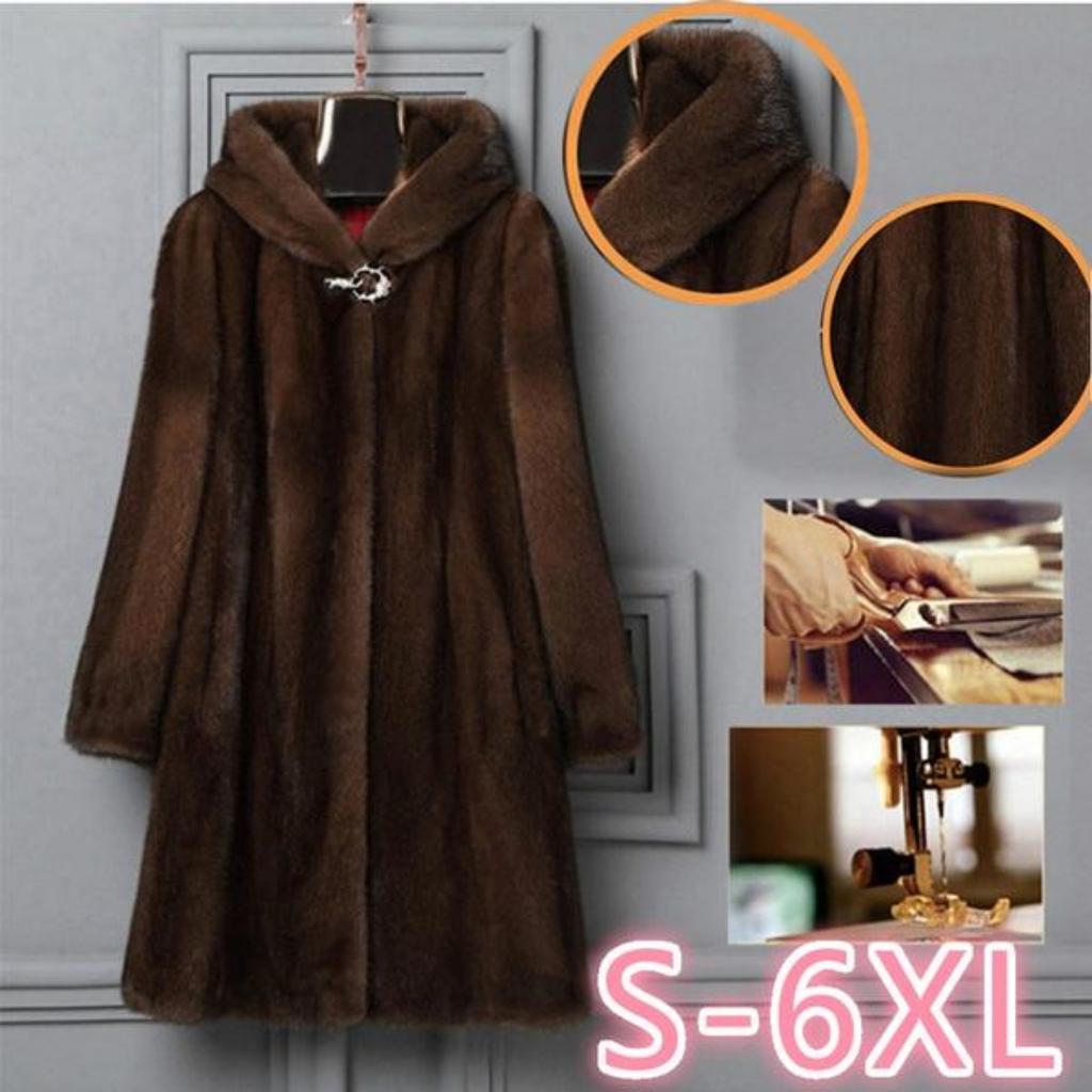 Cappotto da donna Autunno e inverno Nuovo cappotto di pelliccia Cappotto di pelliccia da donna Sezione lunga imitazione visone scamosciato con cappuccio